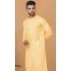 Golden Crochet Work Cotton Casual Wear Men Kurta Pajama - 12082205035