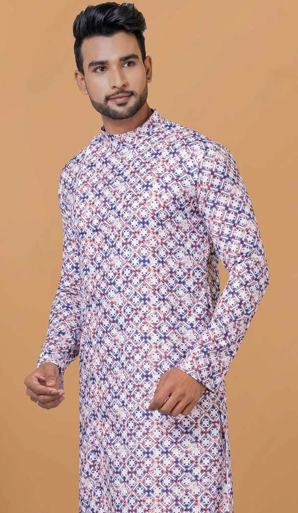 Beautiful Casual Wear Multi Color Digital Printed Cotton Men Kurta Pajama - 12082205038