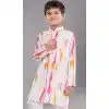 White Cotton Digital Printed Kids Wear Boys Kurta Pajama - 12085205061
