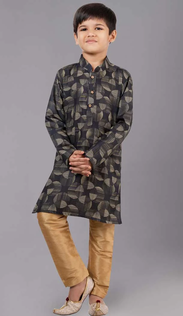 Multi Color Cotton Digital Printed Kids Wear Boys Kurta Pajama - 12085205062