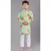 Lime Green Cotton Digital Printed Kids Wear Boys Kurta Pajama - 12085205065
