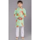 Lime Green Cotton Digital Printed Kids Wear Boys Kurta Pajama - 12085205065