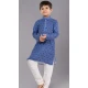 Royal Blue Cotton Digital Printed Kids Wear Boys Kurta Pajama - 12085205067