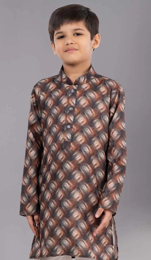 Attractive Multi Color Cotton Digital Printed Kids Wear Boys Kurta Pajama - 12085205072