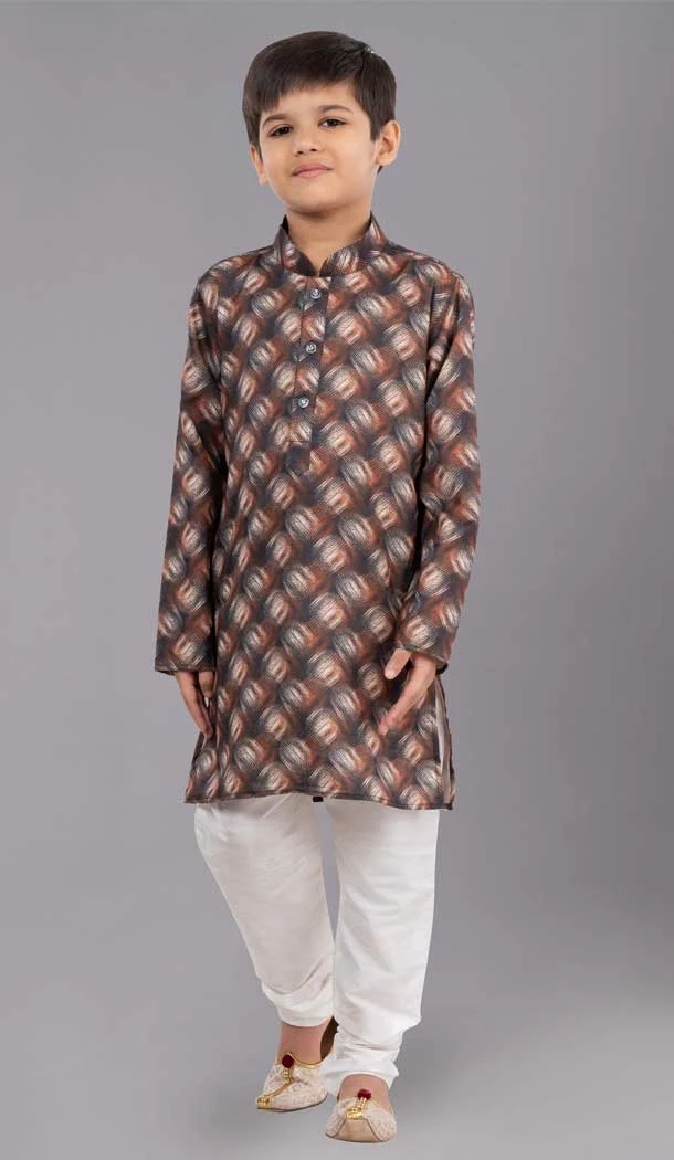 Attractive Multi Color Cotton Digital Printed Kids Wear Boys Kurta Pajama - 12085205072