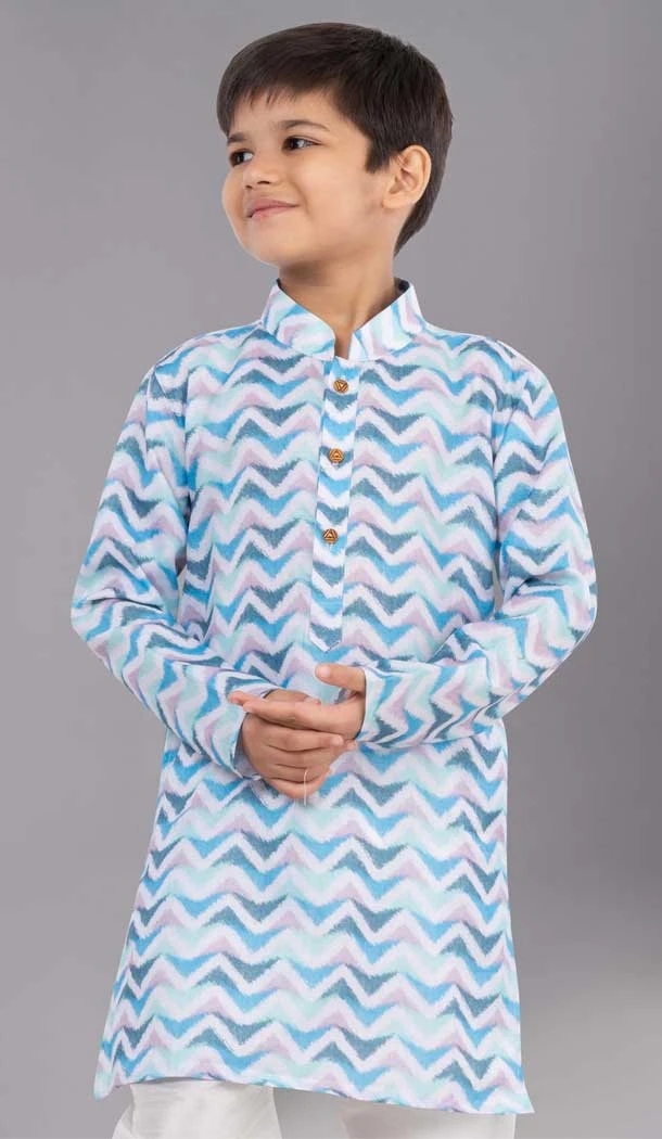 Multi Color Cotton Digital Printed Function Wear Premium Kid's Boys Kurta Pajama - 12085205074