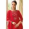 Vichitra Silk Embroidered Party Wear Plus Size Anarkali Suit In Red - 12093205201
