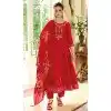 Vichitra Silk Embroidered Party Wear Plus Size Anarkali Suit In Red - 12093205201