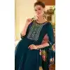 Vichitra Silk Embroidered Party Wear Plus Size Anarkali Suit In Teal Blue - 12093205202