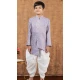 Light Purple Jacquard Silk Weaving Work Wedding Wear Kid Boys Kurta With Dhoti - 12083205041
