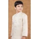 Cream Jacquard Silk Weaving Work Wedding Wear Kid Boys Kurta With Dhoti - 12083205045