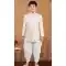Cream Jacquard Silk Weaving Work Wedding Wear Kid Boys Kurta With Dhoti - 12083205045