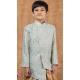 Sea Blue Jacquard Silk Weaving Work Wedding Wear Kid Boys Kurta With Dhoti - 12083205049