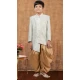Jacquard Silk Weaving Work Wedding Wear Kid Boys Kurta With Dhoti In Sky Blue - 12083205051