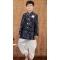 Wedding Wear Navy Blue Jacquard Silk Weaving Work Kid Boys Kurta With Dhoti - 12083205052