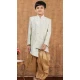 Sky Blue Jacquard Silk Weaving Work Designer Wedding Wear Kid Boys Kurta With Dhoti - 12083205053