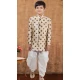 Cream Weaving Work Jacquard Silk Wedding Wear Kid Boys Kurta With Dhoti - 12083205054