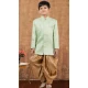 Jacquard Silk Weaving Work Wedding Wear Kid Boys Kurta With Dhoti Lime Green - 12083205055