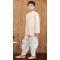 White Jacquard Silk Weaving Work Wedding Wear Kid Boys Kurta With Dhoti - 12083205056