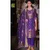 Royal Blue Banarasi Silk Jacquard Work Party Wear Plus Size Salwar Kameez - 12094205205