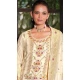 White Banarasi Silk Jacquard Work Party Wear Salwar Kameez - 12094205208