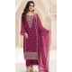 Silk Chiffon Embroidered Evening Wear Salwar Kameez In Mauve - 12098205230