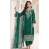 Silk Chiffon Embroidered Evening Wear Plus Size Salwar Kameez In Green - 12098205233