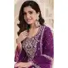 Silk Chiffon Embroidered Evening Wear Plus Size Salwar Kameez In Purple - 12098205234