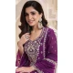 Silk Chiffon Embroidered Evening Wear Salwar Kameez In Purple - 12098205234