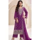 Silk Chiffon Embroidered Evening Wear Salwar Kameez In Purple - 12098205234