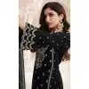 Silk Chiffon Embroidered Evening Wear Plus Size Salwar Kameez In Black - 12098205235
