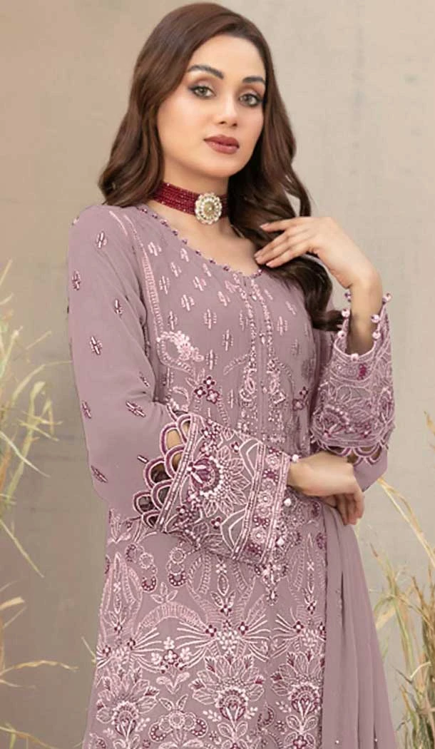 Georgette Embroidered Pakistani Style Salwar Kameez In Pink - 12054204829
