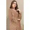 Georgette Embroidered Pakistani Style Plus Size Salwar Kameez In Coffee - 12054204831