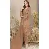 Georgette Embroidered Pakistani Style Plus Size Salwar Kameez In Coffee - 12054204831