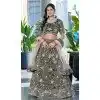 Silk Sequins Work Wedding Wear Plus Size Lehenga Choli In Olive Green - 12100205240