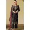 Black Viscose Jacquard Work Party Wear Plus Size Salwar Suit - 12118205479