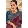 Teal Blue Viscose Jacquard Work Party Wear Plus Size Salwar Suit - 12118205480