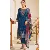 Teal Blue Viscose Jacquard Work Party Wear Plus Size Salwar Suit - 12118205480