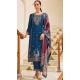 Teal Blue Viscose Jacquard Work Party Wear Salwar Suit - 12118205480