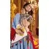 Sky Blue Viscose Cotton Designer Embroidery Work Plus Size Navratri Chaniya Choli