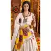 Off White Viscose Cotton Designer Embroidery Work Plus Size Navratri Chaniya Choli