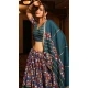 Women Rama Blue Printed Crepe Navratri Chaniya Choli - 159719573