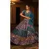 Women Rama Blue Printed Crepe Navratri Chaniya Choli Plus Size