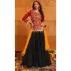 Women Crepe Navratri Chaniya Choli Black Embroidery Plus Size