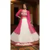 Women Printed White Embroidery Georgette Plus Size