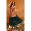 Women Cotton Embroidery Navratri Chaniya Choli Green Plus Size