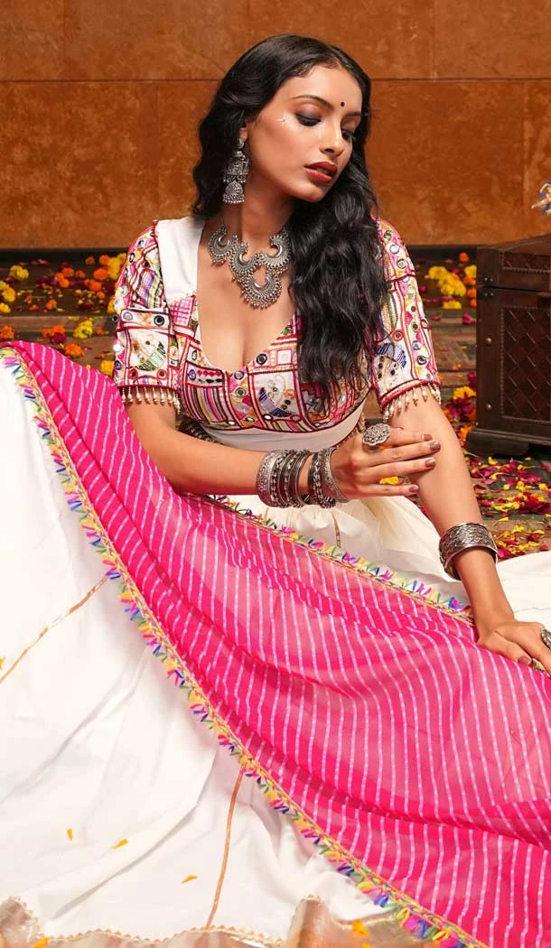 Women Printed Navratri Chaniya Choli Crepe Embroidery - 159719580
