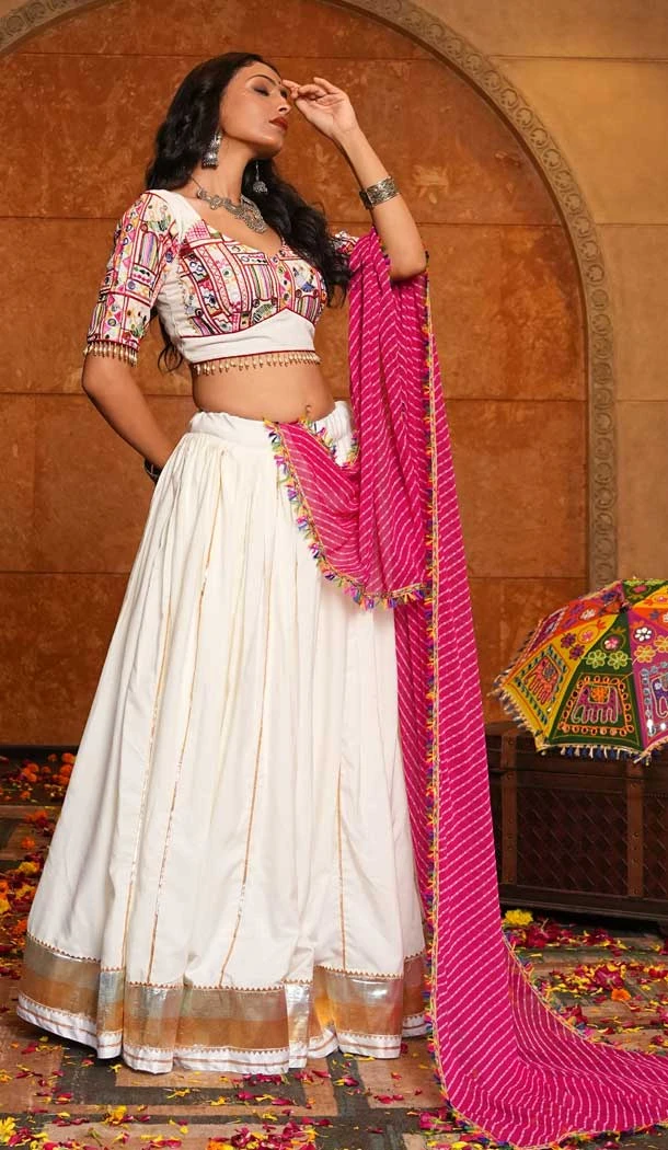 Women Printed Navratri Chaniya Choli Crepe Embroidery - 159719580
