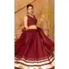 Women Silk Lace Work Navratri Chaniya Choli Maroon Plus Size