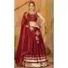 Women Silk Lace Work Navratri Chaniya Choli Maroon Plus Size